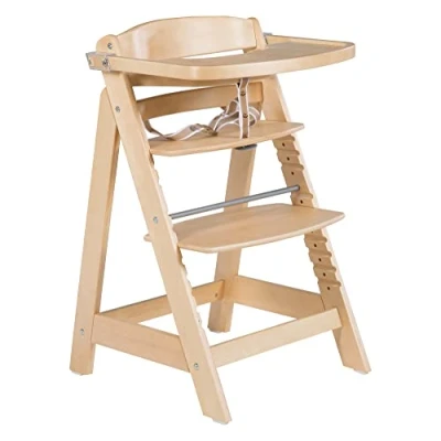 Immagine di roba Seggiolone per Neonati Evolutivo Sit Up Click e Fun + Vassoio Rimovibile con Barra di Protezione Ergonomico Altezza Regolabile Legno Naturale
