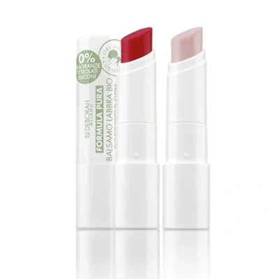 Immagine di Deborah Milano Formula Pura Set Balsamo Labbra Idratante BIO Colore 05 Red Brick e 01 Trasparent, Senza fragranze, Siliconi, SPF 10, per Morbide Nutrite