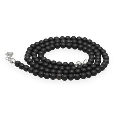 Immagine di Lebensquelle Plus catena a sfere con gemma di shungite + chiusura in argento 925, diametro 4 mm, moschettone, lunghezza 45 cm, alta qualità, Acciaio inossidabile,