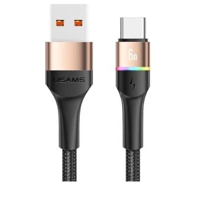 Immagine di P4Y Cavo USB C US SJ536 U76 per ricarica rapida e Trasmissione dati 6A con luce colorata Materiale: lega di alluminio + TPE filo intrecciato dati: 480 mbps. 1,2 m Oro