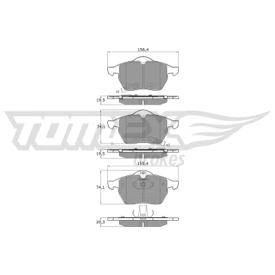 Immagine di TOMEX brakes TX 13 57 Kit pastiglie freno Assale anteriore con segnalatore acustico usura SAAB: 9 3 Cabrio, Hatchback, 900 II Cabrio