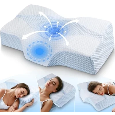 Immagine di Hydomi cuscino in memory foam per dormire, cervicale alleviare il dolore al collo, ortopedico collo