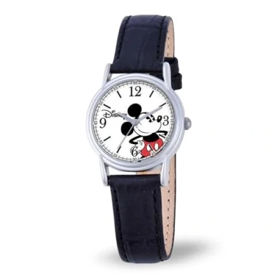 Immagine di Disney Mickey Mouse Cardiff Orologio analogico al quarzo con cinturino in pelle, Argento, Donna