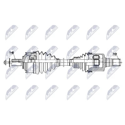 Immagine di NTY NPW VV 164 Albero motore / Semiasse Assale anteriore Sx 599mm Trasmissione automatica VOLVO: V90 II Station Wagon