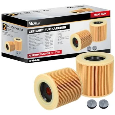 Immagine di McFilter 2 Filter geeignet für Kärcher Staubsauger WD2 WD3 P Extension KIT Premium MV3 A Serie K SE 4001 4002 6.414 552.0 Patronenfilter WD MV 3