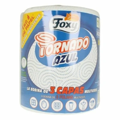 Immagine di Foxy Tornado Blu carta Multiuso, 1 Kg di (ciascuna), 340 servizi per ogni rotolo, Certificazione PEFC, confezione riciclabile prodotta con plastica riciclata 6 pezzi