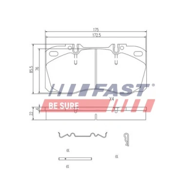 Immagine di FAST FT29093 Kit pastiglie freno Assale anteriore Predisposto per contatto segnalazione usura IVECO: DAILY 4, 6 Pritsche/Fahrgestell