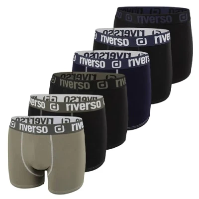 Immagine di riverso RIVOle, boxer da uomo, confezione 6 pezzi, biancheria intima, stile retrò, elasticizzati, nero, grigio, blu, bianco, verde, rosso, arancione, giallo, S, M, L, XL, XXL, 3XL, 4XL, 5XL,