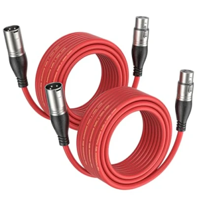 Immagine di NUOSIYA Cavo XLR Bilanciato 10m, 2 pacchi per microfono, da 3 pin maschio a femmina, registratore studio, mixer, sistema di altoparlanti, alimentazione phantom