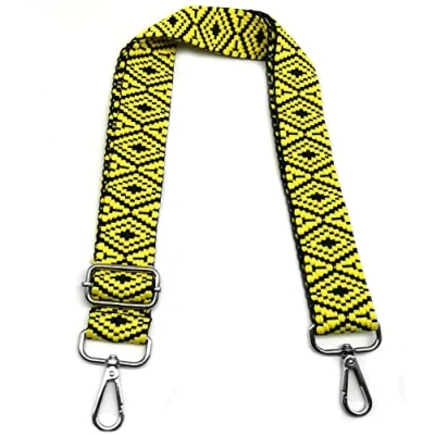 Immagine di Tracolla Regolabile Giallo, per Borsa Donna, Cinghia di Ricambio Colorata Larga 3.8cm con Argento Moschettoni Accessori Borsette Ragazza DIY, #3
