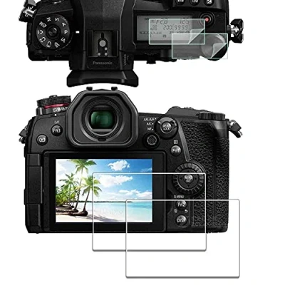 Immagine di iDaPro Pellicola proteggi schermo per Panasonic Lumix G9 + protezione superiore [2+2 pezzi] in vetro temperato, facile installazione