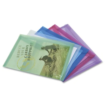 Immagine di Rapesco 1039 ECO Buste Portadocumenti con Bottone, A4+, Colori Trasparenti Assortiti, Confezione da 5