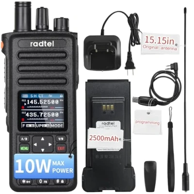 Immagine di Radtel RT 730 10W Ham Radio Air Band Walkie Talkie, Full 199CH HT, portatile a due vie lunga portata ricaricabile con batteria USB C, capacità di acquisizione frequenze NOAA, FM e AM