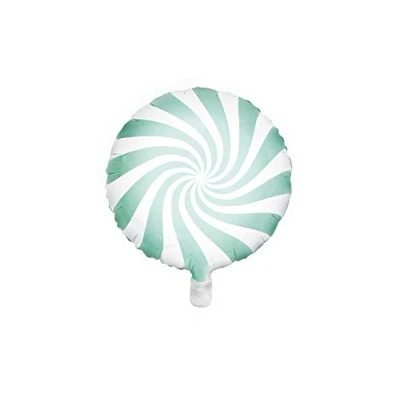 Immagine di PartyDeco Palloncino in Mylar Tondo a Forma Lecca Verde Menta e Bianco, Colore, FB20P 103