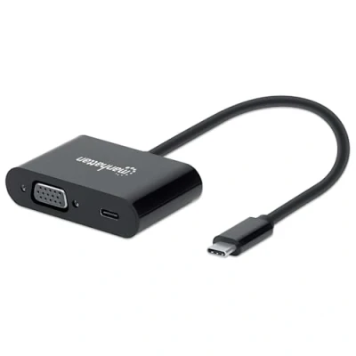 Immagine di Manhattan USB 2.0 Adattatore [1x spina C® 1x presa (Power Delivery), VGA] 153430 20 cm connettore applicabile su entrambi i lati, con