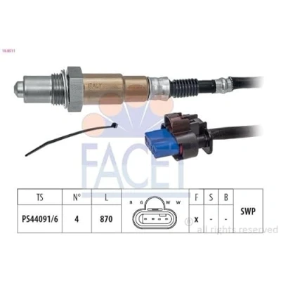 Immagine di FACET 10.8511 Sonda lambda con materiale di fissaggio riscaldato, planare, Filettatura prelubrificata 4 FORD: FIESTA 7, Focus Mk4 Turnier