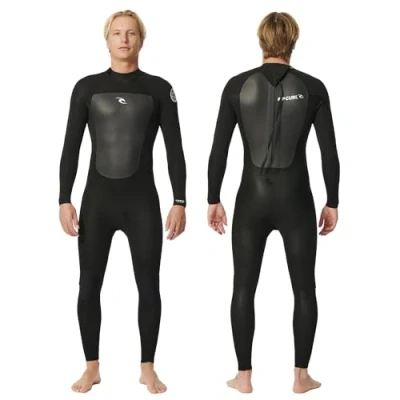 Immagine di RIP Curl Muta da Surf Omega 4/3 mm Zip Back Neoprene Elasticizzato e Cuciture rinforzate, Ideale per Temperature dell&#039;Acqua tra 12 15C