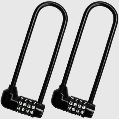 Immagine di Kurtzy Lucchetto Combinazione 4 Cifre (2pz) Antiscasso 16 cm a U Impermeabile con Codice Ripristinabile per Moto, Serranda, Armadietto e Capannone