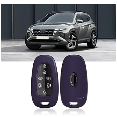 Immagine di SHAOHAO Custodia per chiavi auto in silicone TPU Compatibile con Hyundai Tuscon NX4 2021 2022 2023 2024 / Santa Fe TM/Ioniq 5, colore viola Accessori
