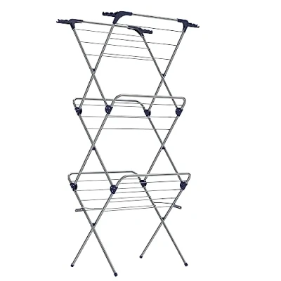 Immagine di SONGMICS Stendibiancheria Verticale a Torre, Stendino Pieghevole e Salvaspazio, Struttura in Acciaio, 42 x 62,5 150 cm, Stenditura di 15 m, Uso Interno ed Esterno, Grigio LLR715G01