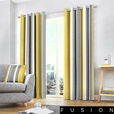 Immagine di Fusion tende con occhielli, 100% cotone, ocra, 167,6 cm larghezza x 137,2 goccia (168 137 cm)