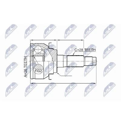 Immagine di NTY NPZ FR 047 Kit Giunto Omocinetico Assale anteriore Sx, Dx con anello sicurezza lato posteriore FORD: Ranger Mk3