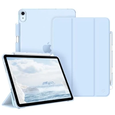 Immagine di FINTIE Custodia per iPad Air 11 Pollici (2024) / 5a Gen (2022)/ 4a (2020) 10.9&quot; con Pencil Holder Sottile Leggero Semi Trasparente Cover Case Auto Sveglia/Sonno, Cielo Blu