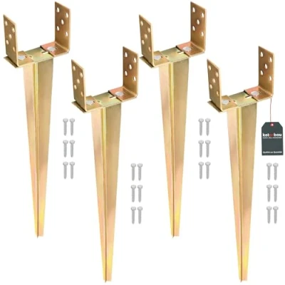 Immagine di KOTARBAU® Manicotto a U per pali da 0 160 mm, in acciaio zincato, 4 pezzi, boccola terra regolabile,