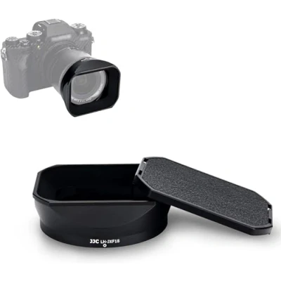 Immagine di JJC LH XF18 paraluce in metallo e copriobiettivo per fotocamere Fujifilm XF 18 mm f/1.4 R LM WR su Fuji X S10 T4 T3 T2 T30 T20 DSLR, sostituisce il