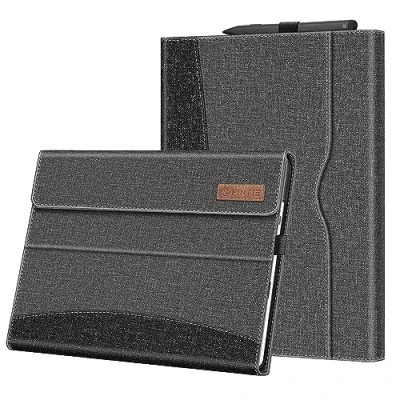 Immagine di FINTIE Custodia per Microsoft Surface Pro 11/10 (2024) / 9 (2022) 13 Pollici [Multi angli] Portfolio Business Cover con Tasca e Stylus Holder, Compatibile Tastiera Type Cover, Grigio/Nero
