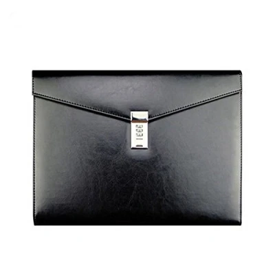 Immagine di A4 cartella di documenti in pelle,Cartella per Notebook da conferenza, portadocumenti e portablocco pelle tasche multiuso TPN086 nero