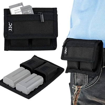Immagine di JJC Custodia per scheda di memoria SD SDHC XQD Micro con 2 tasche porta batteria Canon LP E6 E17 Sony NP F550 FW50 FZ100 Fujifilm W126 Nikon EN EL15 EL14