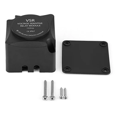 Immagine di Relè Sensibile alla Tensione di VSR, Keenso DC 12V Ricarica Automatica con Doppio Isolatore Intelligente Batteria 125A e Vite