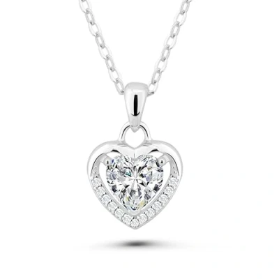Immagine di VICKWOOD Collana da donna in Argento 925 con ciondolo a forma di cuore, vero rosa, bianco/blu, idea regalo per le donne il compleanno, sterling Zirconia cubica