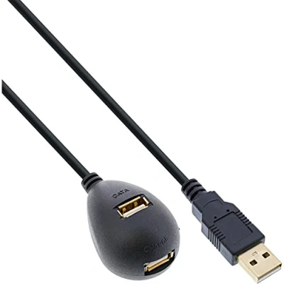 Immagine di InLine 34653 USB 2.0 Prolunga maschio/femmina, tipo A, nero, con piedistallo, 3 m