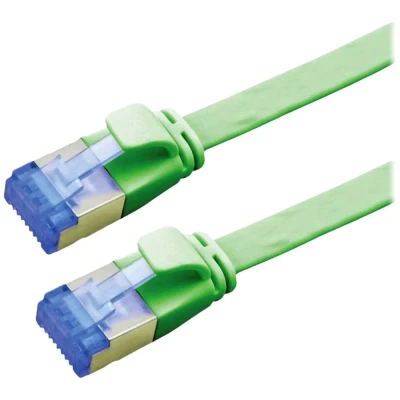 Immagine di Value 21.99.2141 RJ45 cavo di rete, patch CAT 6A F/UTP 1.00 m Verde Schermato, piatto, contatti connettore dorati 1 pz.