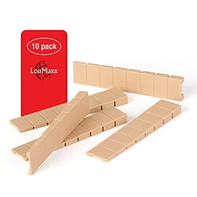 Immagine di LouMaxx Cunei per mobili Set da 10 di arresto 8 x 20 100 mm in beige compensazione plastica con punti rottura teorici integrati