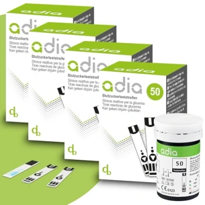 Immagine di Strisce reattive adia (50 pezzi) per misurare e monitorare la glicemia in modo semplice conveniente caso di diabete (apparecchio non incluso)