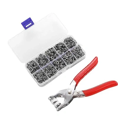 Immagine di bottoni a Pressione, Set Automatici, 100 Kits automatici da cucire con organizer per Jeans, Artigianato,Borse Fai Te