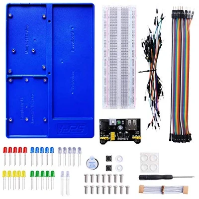 Immagine di GeeekPi Raspberry Pi 4 Holder ABS Breadboard Kit per 4B,3B+,3B,2B,B+,Zero,Zero W,Arduino Uno,Arduino Mega 2560 (Blu)