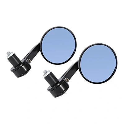 Immagine di Specchietto bar end + Retrovisore Moto 7/8&quot; Universale Rotondo Manubrio Estremità Specchietti Retrovisori Laterali Cromati