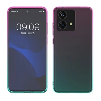 Immagine di kwmobile Custodia Compatibile con Motorola Edge 40 Neo Back Cover Anti urto in Morbido Silicone fucsia/blu/trasparente 2 colori