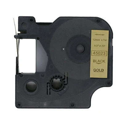 Immagine di BROVACS 1 confezione di nastro nero su oro compatibile per DYMO D1 45023 12 mm 1/2&quot; OPA2223