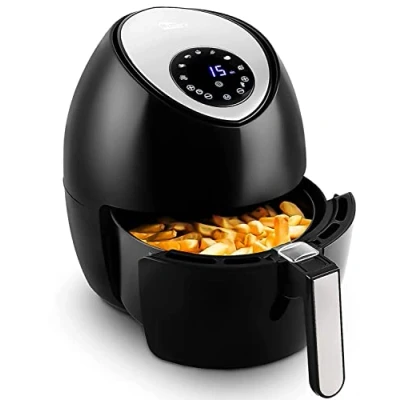 Immagine di Friggitrice ad Aria 4,5 Litri, Uten Air Fryer a Risparmio Energetico Con 7 Programmi, Ricette PDF, Accessori Doppio Strato, LED Touch Screen, 1500W, PFOA e BPA Free
