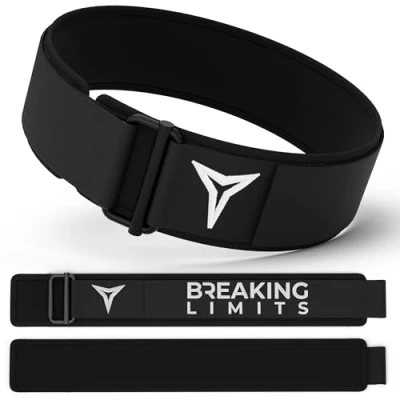 Immagine di Breaking Limits Cintura per sollevamento pesi, bodybuilding, powerlifting, stacchi da terra, cross training, sgancio rapido, fibbia autobloccante, forte attacco a strappo, borsa inclusa (S)