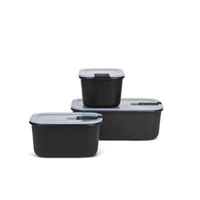 Immagine di Mepal Contenitore per alimenti EasyClip Barattolo con coperchio e chiusura a scatto Adatto microonde, forno vapore, frigorifero congelatore 2 x 450 ml + 1000 Nordic black