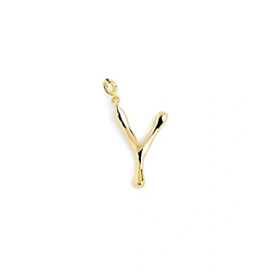 Immagine di SINGULARU Charm Letter XL Oro Pendente Iniziale in Ottone con Finitura Placcata 18kt Lettere A Z Combinabile Collana Gioielli da Donna Lettera Y