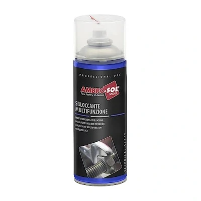 Immagine di Ambro Sol S152 Sbloccante, Lubrificante a Grande Potere Sbloccante e Protettivo per Parti Meccaniche, Rimuove Ruggine Ossidazioni, Spray in Banda Stagnata Riciclabile 400 ml