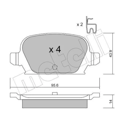Immagine di METELLI 22 0541 0 Kit pastiglie freno con segnalatore acustico usura OPEL: Corsa C Hatchback, Tigra Twintop