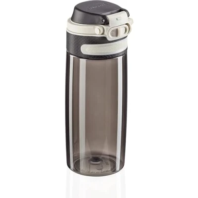 Immagine di Leifheit Flip tritan Borraccia 550 ml, acqua a chiusura ermetica e resistente al calore, palestra, scuola ufficio portatile, nero